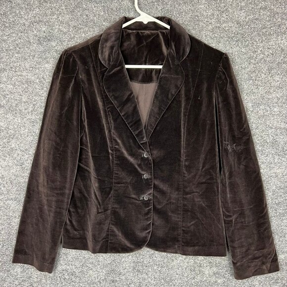 Vintage Sears‎ JR Bazaar Velvet Chocolate Brown Blazer SZ Small - Picture 1 of 9